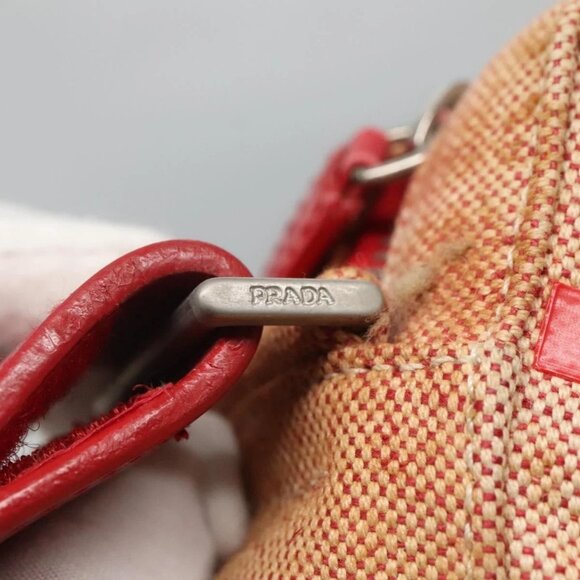 PRADA Sports Shoulder Bag Canvas Beige Red Auth - Picture 8 of 16